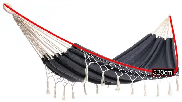 InternetovaZahrada Hojdacia sieť so strapcami 320x150 cm - šedá