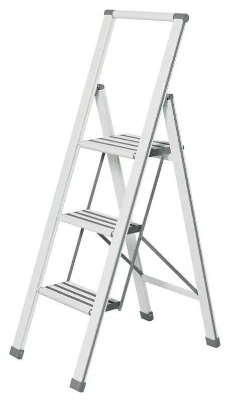 Biele skladacie schodíky Wenko Ladder Alu, 127 cm