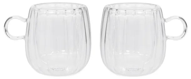 Sada dvoch šálok CEMBRA GROOVE s dvojitým dnom, priesvitné 888149 250 ml (2 ks)
