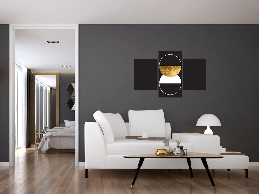 Obraz - Abstrakcia zlatá a čierna N⁰2 (90x60 cm)