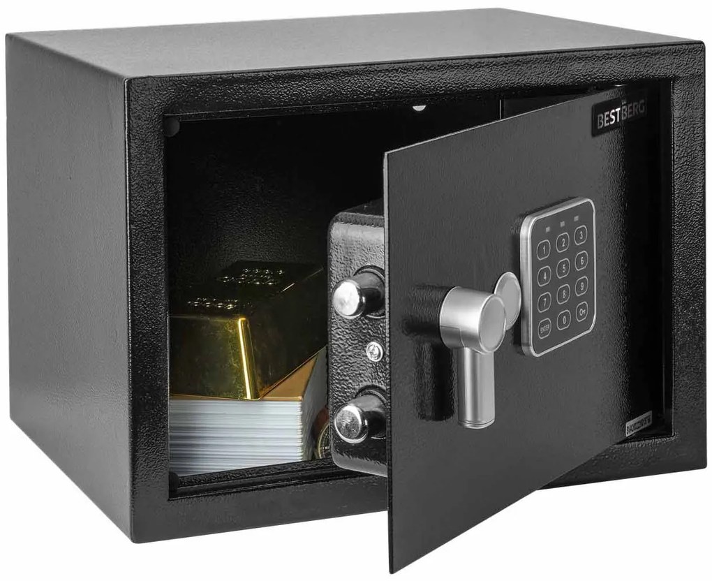 Digitálny trezor BestBerg BBSB-3C / 20 x 31 x 20 cm / čierna