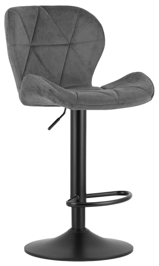 Barová stolička s čiernou nohou WEST VELVET, sivá