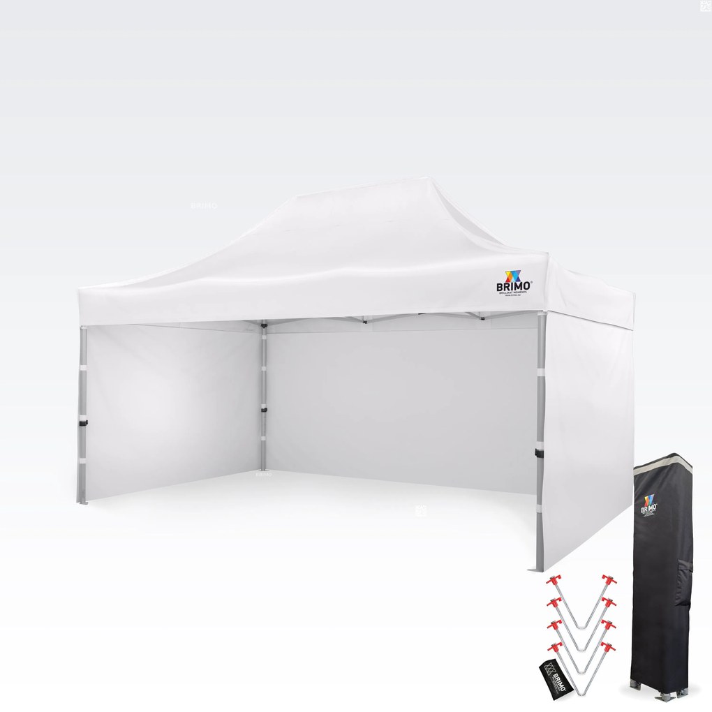 BRIMO Nožnicový stan 3x4,5 m - s 3 stenami - Biela 14