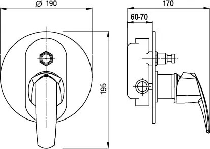 Novaservis Metalia 56 - Batéria pod omietku na 2 spotrebiče, s prepínačom, chróm, 56050R,0