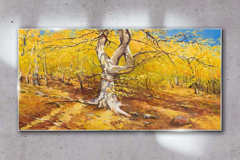 Skleneny obraz Jesenné lesné lístie