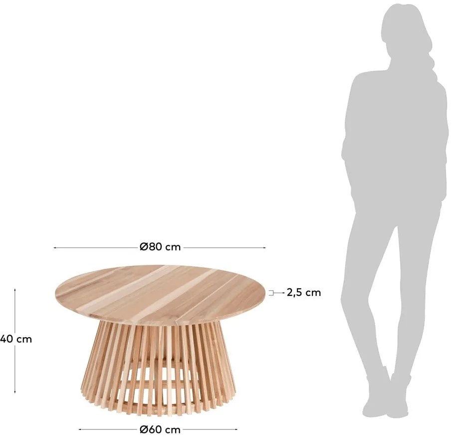 Konferenčý stolík z teakového dreva Kave Home Irune, ⌀ 80 cm