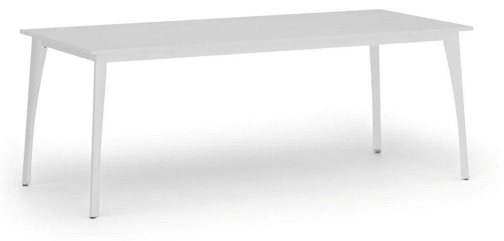 Rokovací stôl PRIMO OMEGA, 2000 x 900 mm, biela podnož, biela