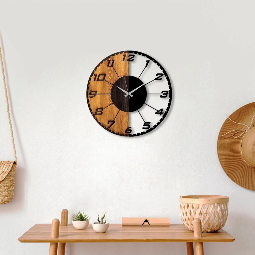Dekoratívne nástenné hodiny WALLIE LINEAR 56 cm orech/čierne