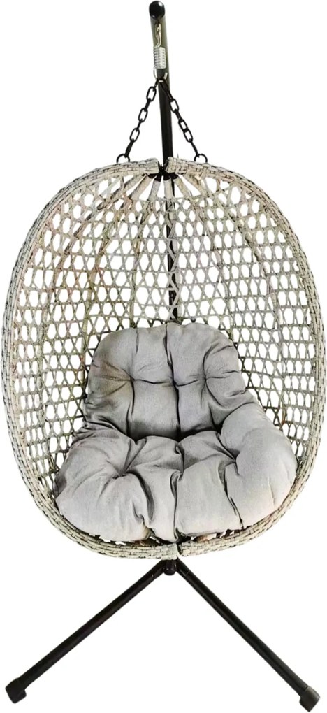 CH SKLADACIA ZÁVESNÁ STOLIČKA DRIM – ŠEDÁ, ŠEDÝ VANKÚŠ, ČIERNY RÁM