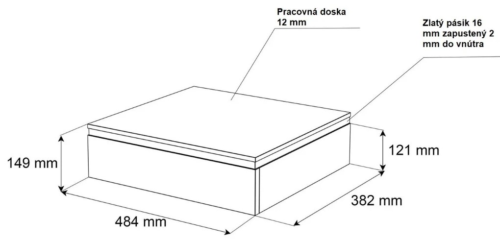 ZÁVESNÝ NOČNÝ STOLÍK NESSIE KAŠMÍR + ZLATÝ