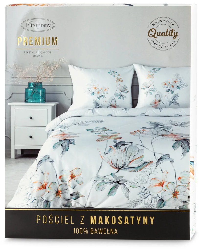 MAKOSATÉNOVÉ OBLIEČKY AMELIA 200X220 CM, 2 KS 70X80 CM KVETY