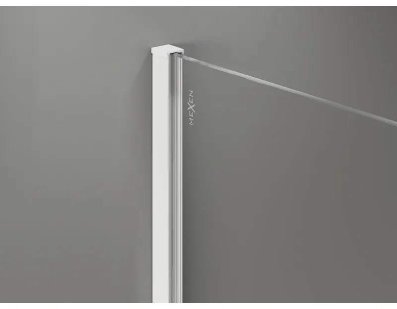 Mexen Kioto-X, sprchová zástena 150 x 200 cm, 10mm šedé sklo, biely profil, 800-150-101-20-40-X