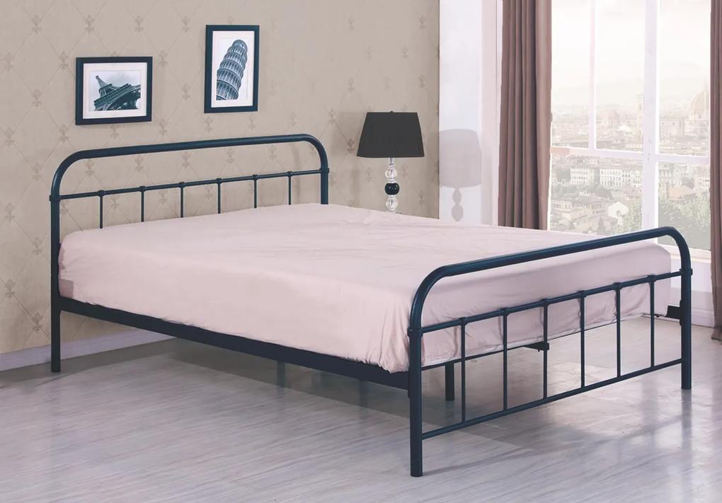 Kovová jednolôžková posteľ s roštom Linda 90 - čierna