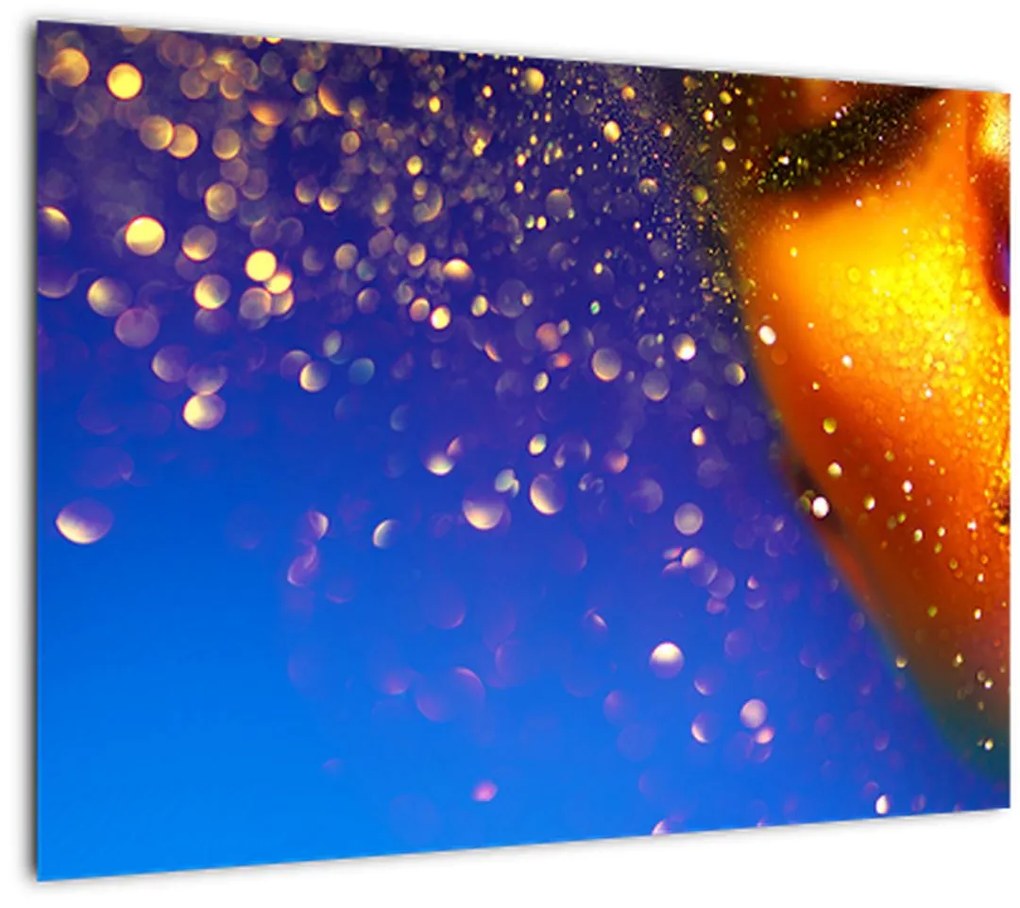 Sklenený obraz - Body art, zlato-modrá kombinácia (70x50 cm)