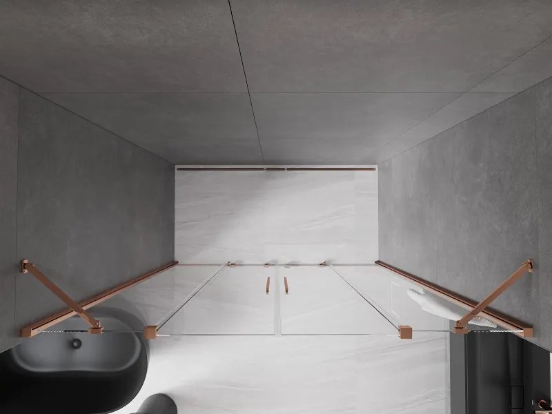 Mexen Velar Duo, posuvné dvere do otvoru 200x200 cm, 8mm číre sklo, ružové zlato, 871-200-000-02-60