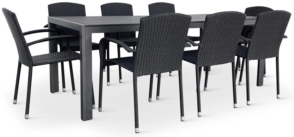 Noela Záhradný jedálenský set Viking XL 190cm + 8x ratanová stolička Roma