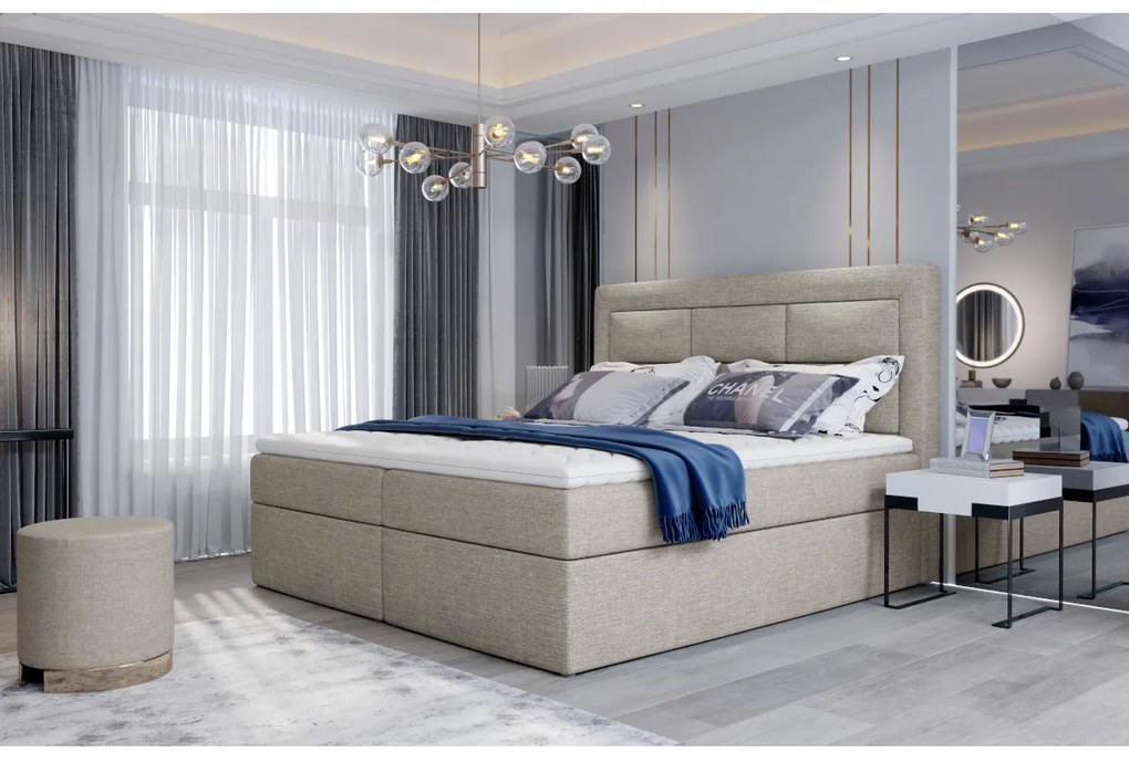 Čalúnená posteľ boxspring SAVOY, 140x200, mat velvet 63
