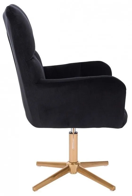 LuxuryForm DESIGN Otočné kreslo AURORA VELUR na zlatom kríži - čierne