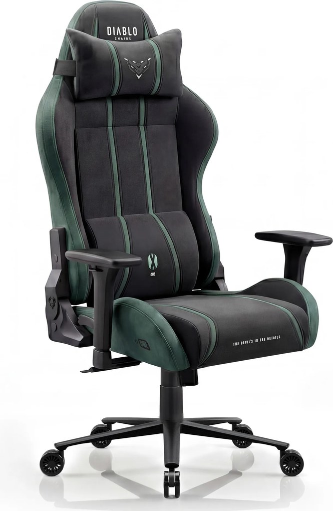 Herné kreslo z látkovým poťahom King Size, čierny-zelený: Diablo X-One 2.0 Forest Green