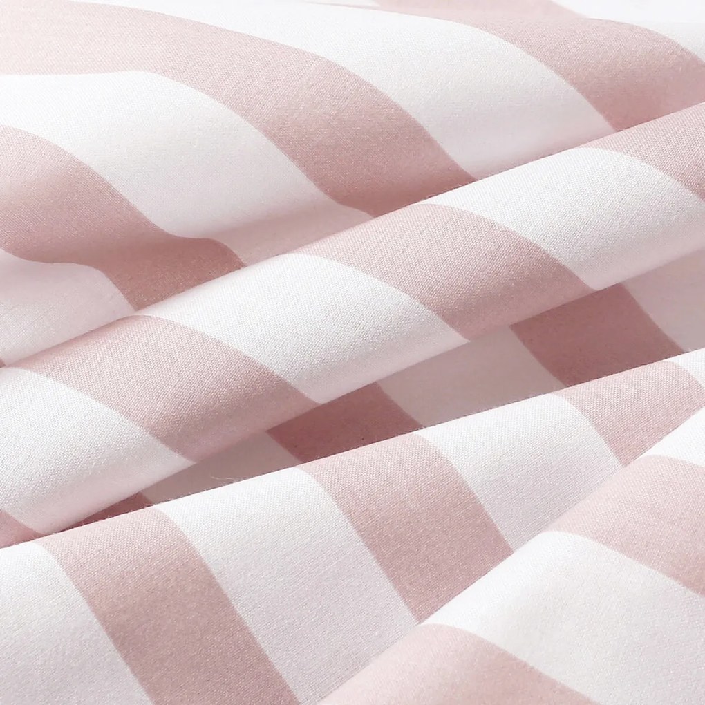 Goldea detské bavlnené obliečky - ružové mašličky s prúžkami 140 x 200 a 70 x 90 cm