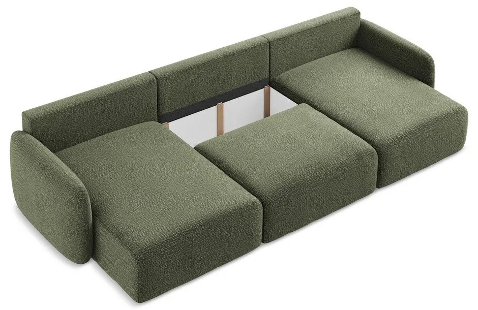 Zelená rozkladacia/s úložným priestorom rohová pohovka Kalena – Makamii