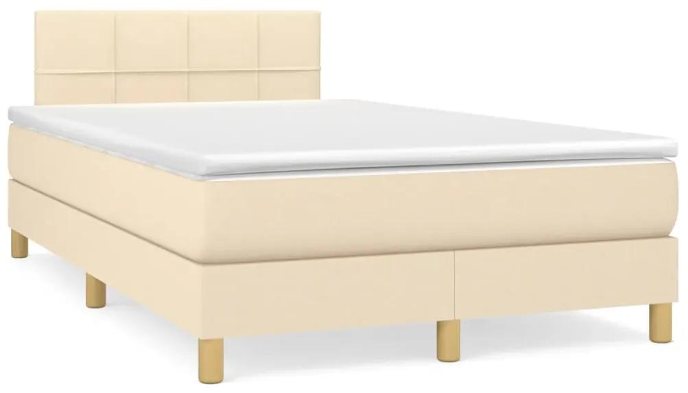 Boxspring posteľ s matracom a LED krémová 120x190 cm látka 3270093