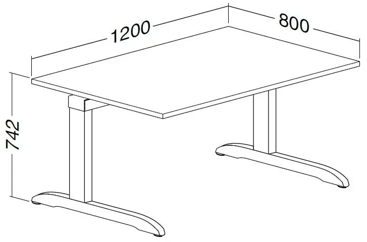 Stôl ProOffice C 80 x 120 cm, buk