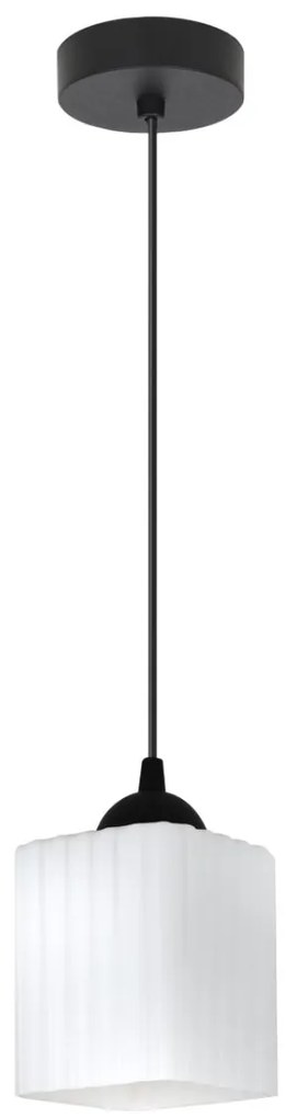 Závesné svietidlo Riffle Square, 1x biele sklenené tienidlo, b