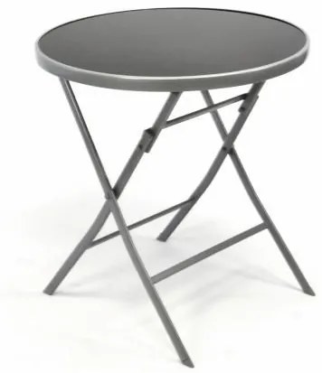 Garthen 35060 Záhradný bistro stolík sklenený so sklopnou doskou - strieborný