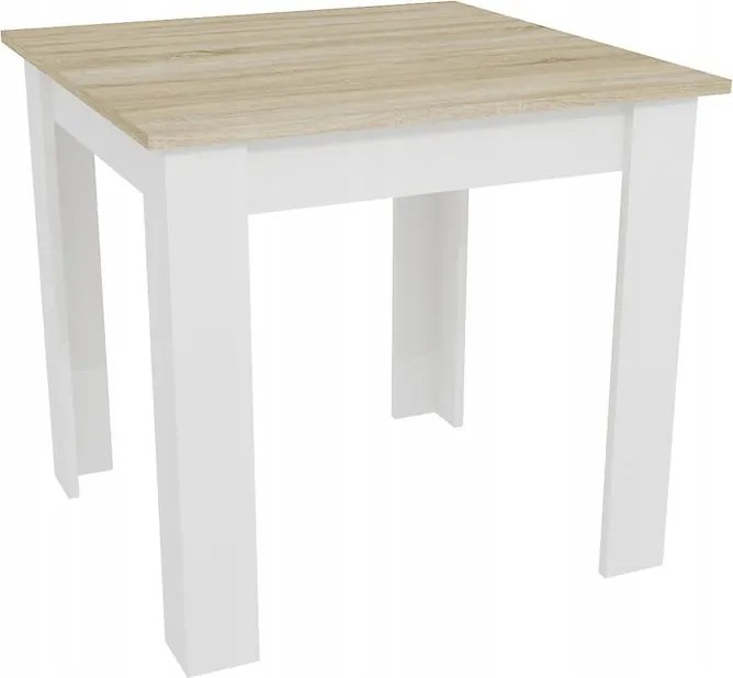 AKCIA Biely jedálenský stôl s doskou v dekore dub sonoma MADO 80x80 II. akosť
