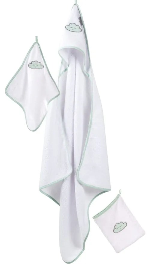Biela bavlnená detská osuška s kapucňou 80x80 cm Happy Cloud – Roba