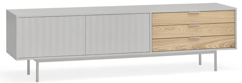 TV stolík v dekore duba v šedo-prírodnej farbe 180x52 cm Sierra – Teulat