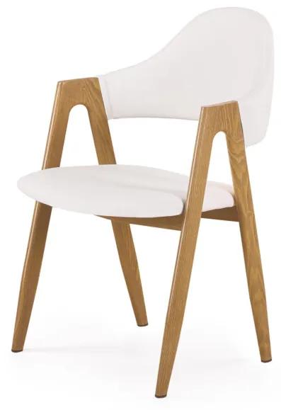 Jedálenská stolička K247, 48x83x53, biela/medový dub