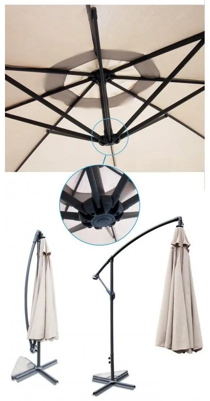 ShopJK ZÁHRADNÝ SLNEČNÍK 350 CM BÉŽOVÝ