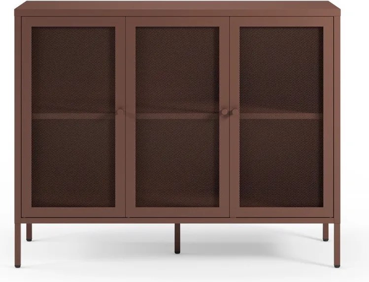 Vínovočervená kovová komoda 121x90x40 cm Fayna – Marckeric