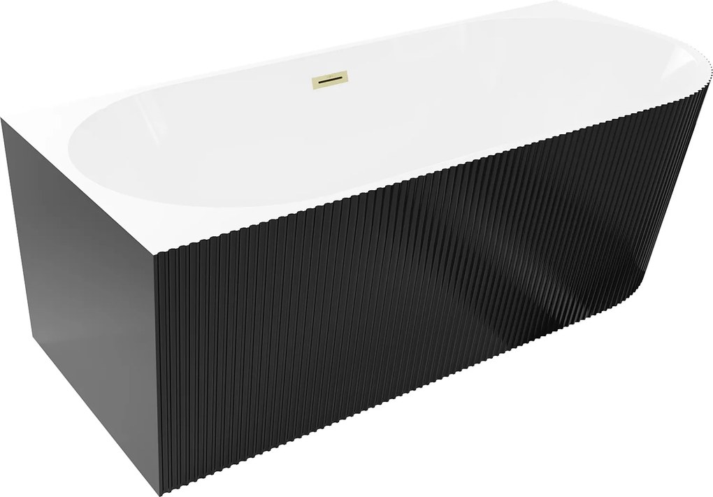 Mexen Silo 150x75 cm Biela/Čierna, Zlatý Prepad, Sanitárny Akryl