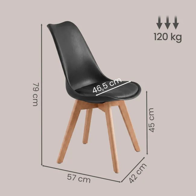 Set štyroch jedálenských stoličiek KDCB35888BH01 (4 ks) čierne / hnedé nohy