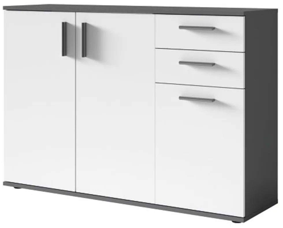 Komoda, tmavosivá-grafit/biela, METRIS TYP 2