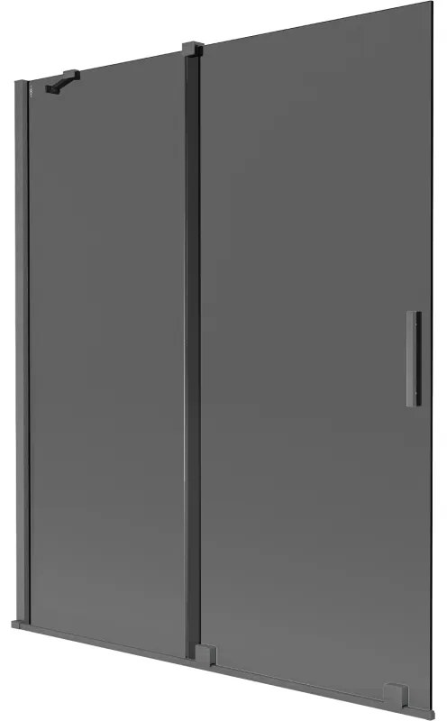 Mexen Velar, 2-krídlová posuvná vaňová zástena 140 x 150 cm, 8mm šedé sklo, grafit brúsený, 896-140-000-41-66