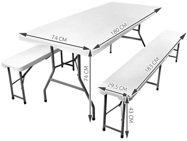 JAKS ZÁHRADNÝ SKLADACÍ PIVNÝ SET 180 CM STÔL + 2 LAVIČKY