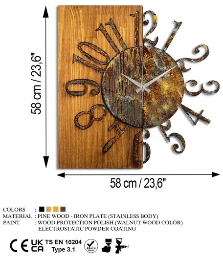 Nástenné hodiny 58x58 cm 1xAA drevo/kov