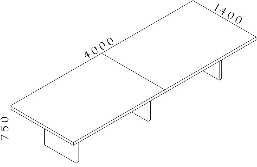 Konferenčný stôl Lineart 400 x 140 cm, brest svetlý