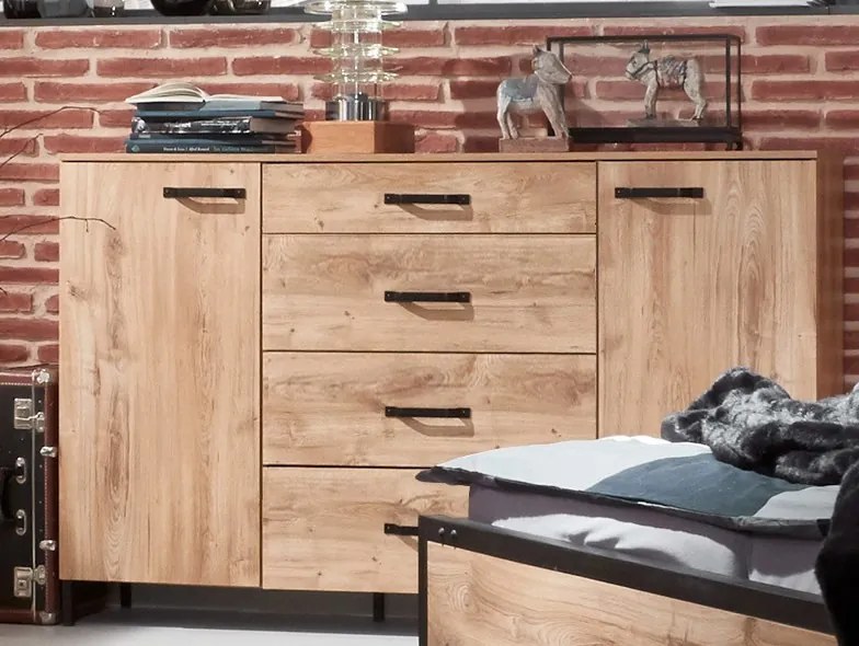 Úložná komoda so zásuvkami Detroit, doskový dub