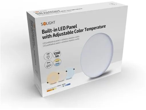 Podhľadový kúpeľňový LED panel Solight, 15W, teplá biela-studená biela, okrúhle, biely, IP44