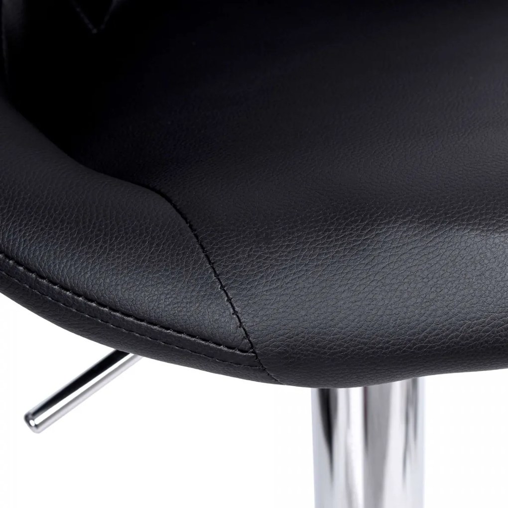 Barová stolička CYDRO CHROM čierna koža