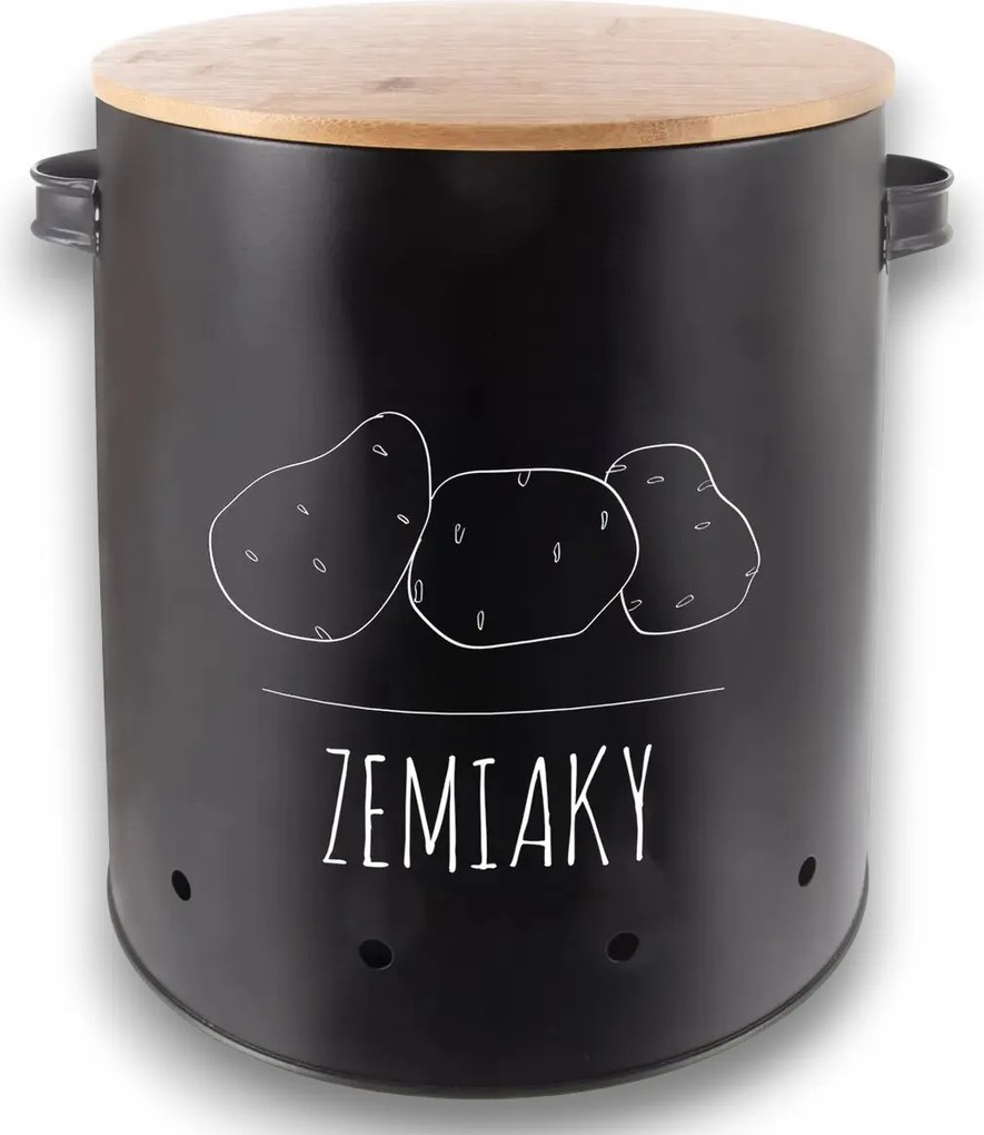 Orion Dóza na zemiaky, plech/bambus pr. 22,5 cm, BLACK SK