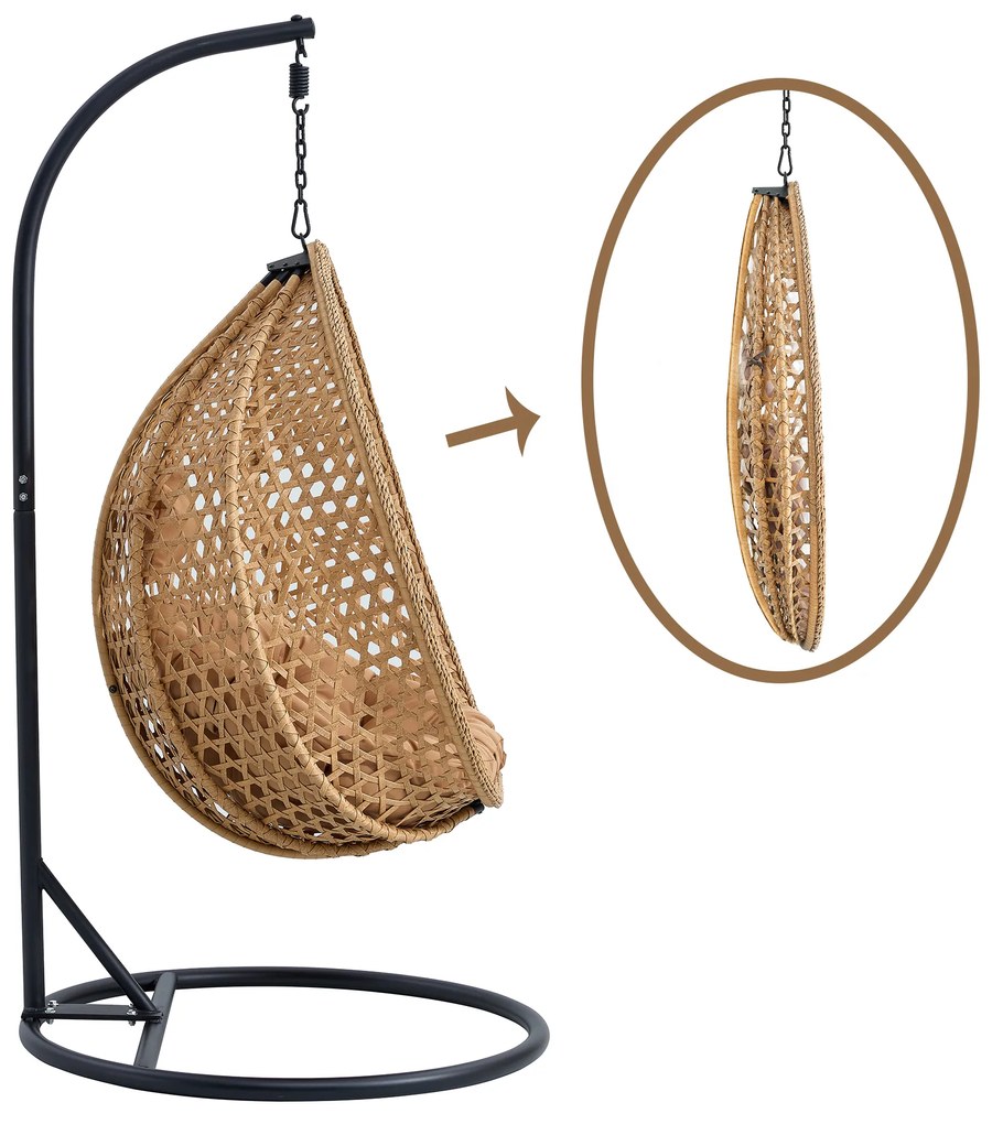 Skladacie závesné hojdacie kreslo Houseland Bliss XL béžové