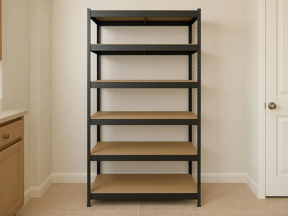 Akcia 3x Regál 240x90x40 cm lakovaný 6-policový, nosnosť 1050 kg - čierny