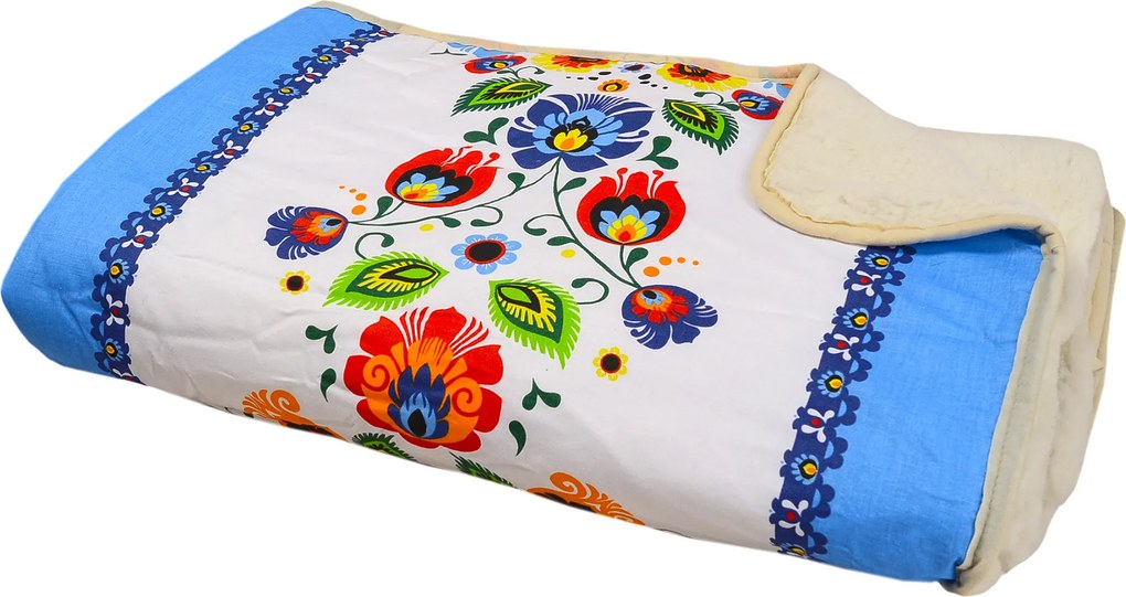 Prehoz z ovčej vlny modrý