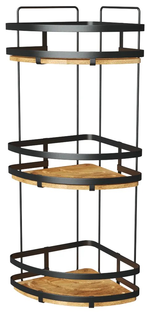 Polička do kúpeľne Blackacia3, akácia/s čiernymi prvkami